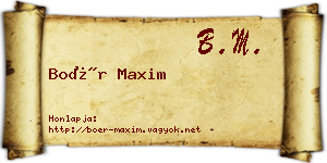 Boér Maxim névjegykártya
